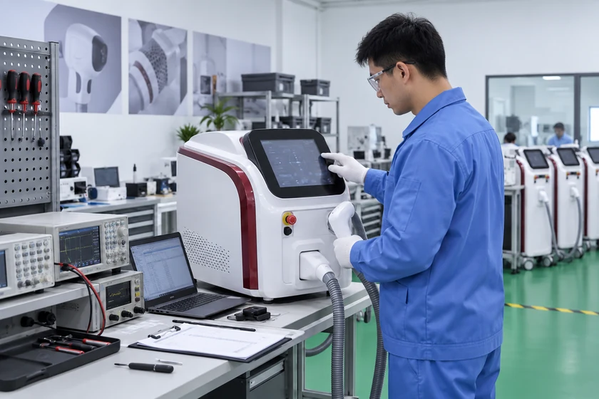 Quality inspection of professional aesthetic machines